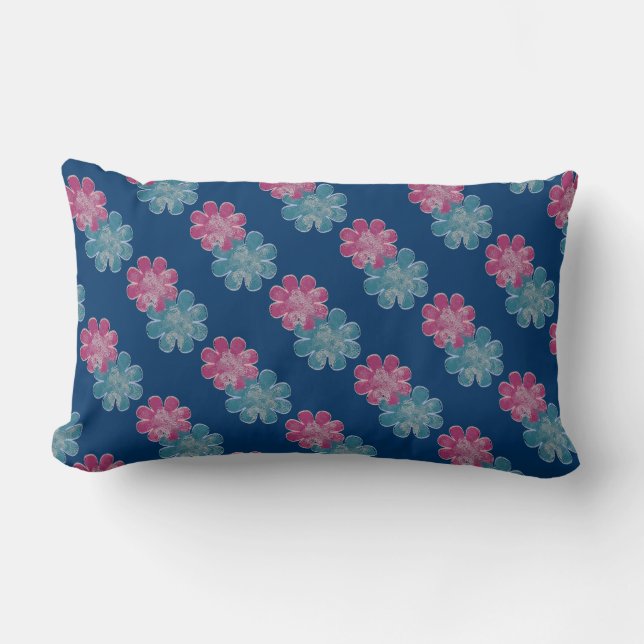Almofada Lombar Flores de vidro (rosa/lacre/marinho) (Frente)