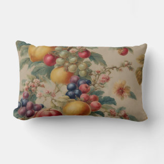 Almofada Lombar Flores e Frutas refinadas. Estilo Francês Vintage