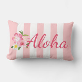 Almofada Lombar Flores e Stripes Tropicais de Hibiscus Rosa-Tropic
