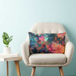 Almofada Lombar Flores Gigantes Abstratas Pintadas de Mums