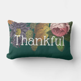 Almofada Lombar Flores Modernas de Vintage agradecidas no Emerald 