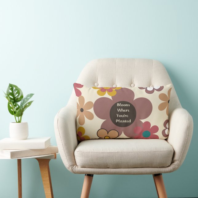 Almofada Lombar Flores Retro "Bloom Onde Você Está Plantado" (Cadeira)