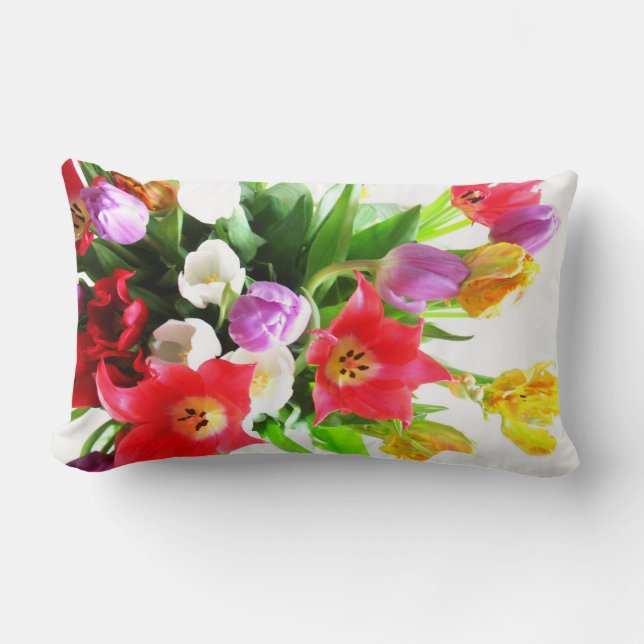 Almofada Lombar Flores românticas das tulipas do primavera (Frente)