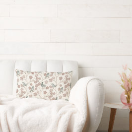 Almofada Lombar Flores Rosa Elegantes e Padrão de Aves Verdes