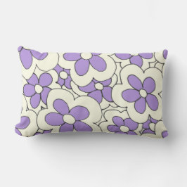 Almofada Lombar Flores roxas em creme