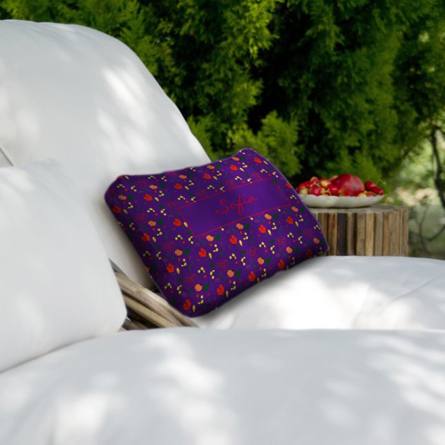 Almofada Lombar Flores-silvestres, flores-silvestres, papoila-verm (Criador carregado)