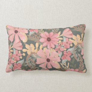Almofada Lombar Flores Verdes Rosa Sage Deixam Padrão De Aquarela