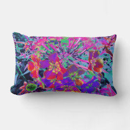 Almofada Lombar Flores Vermelhas e Roxas Coloridas Psicodélicas