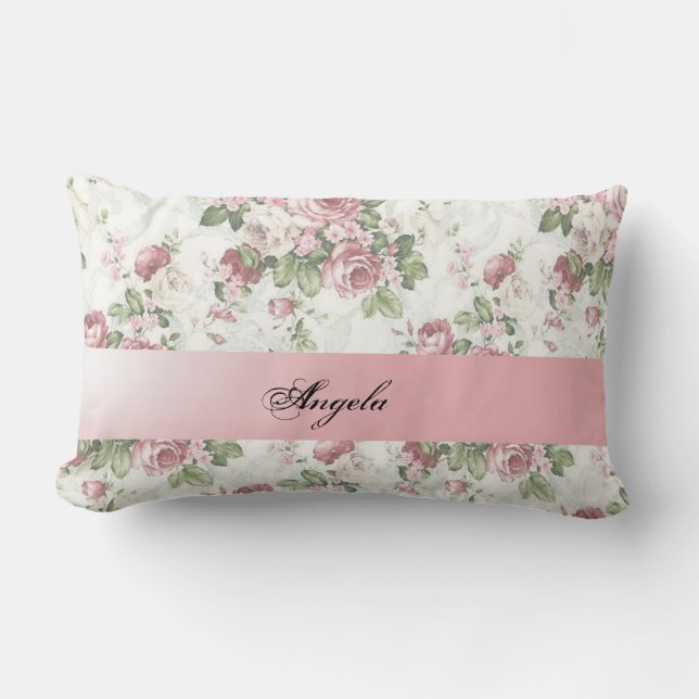Almofada Lombar Flores Vintage Shabby Chic-Personalizadas (Frente)