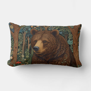 Almofada Lombar Floresta de trabalho de arte boho-do-urso-pardo