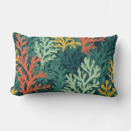 Almofada Lombar Floresta viva de coral - Travesseiro decorativo