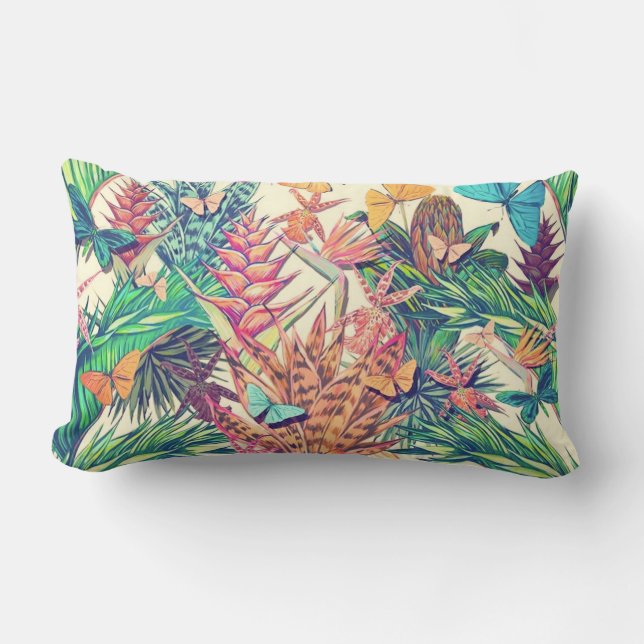 Almofada Lombar Flórida botânica tropical, colorida, mas (Frente)