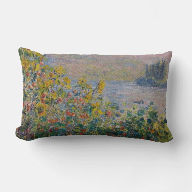 Almofada Lombar Flower Beds em Vétheuil - Claude Monet (Frente)