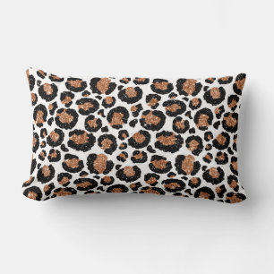 Almofada Lombar Folha branca e dourada Chita - Padrão-Leopardo