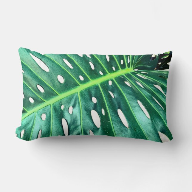 Almofada Lombar Folha da floresta tropical úmida Elegante Palm Fol (Frente)