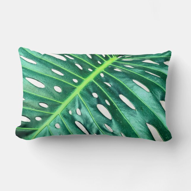 Almofada Lombar Folha da floresta tropical úmida Elegante Palm Fol (Frente)