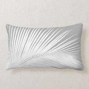Almofada Lombar Folha de palmeira - cinza e branco
