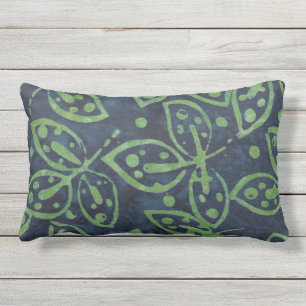 Almofada Lombar Folhagem Verde marinho Boho Batik - Olhar para o e