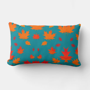 Almofada Lombar Folhas de cor laranja ouro que caem pelo ar