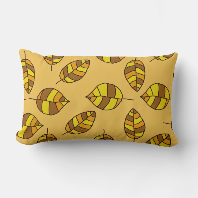 Almofada Lombar Folhas de outono com padrão amarelo ajustável (Frente)