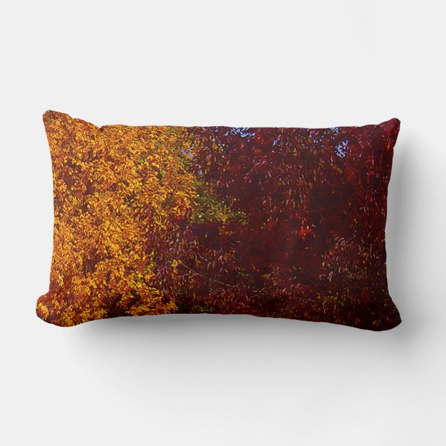 Almofada Lombar Folhas de outono de Amarelo e Roxo, ZSSPG (Frente)