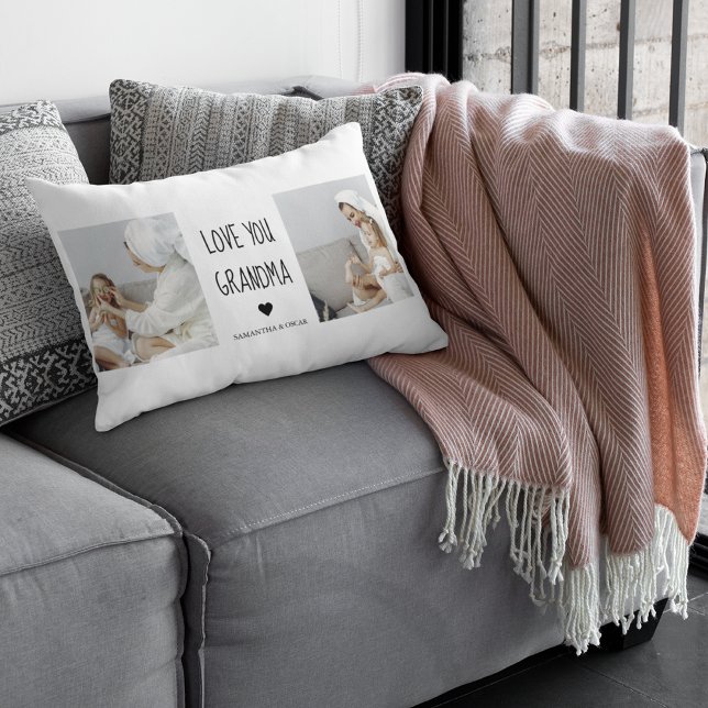 Almofada Lombar Foto de Colagem Moderna Ama Sua Avó Melhor Present (Criador carregado)