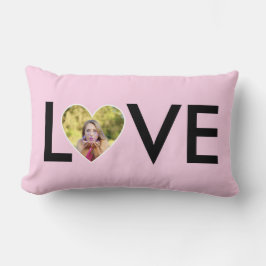 Almofada Lombar Foto personalizada no quadro do coração cor-de-ros