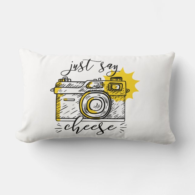 Almofada Lombar Fotografia da câmara retrô "Diga queijo" (Frente)