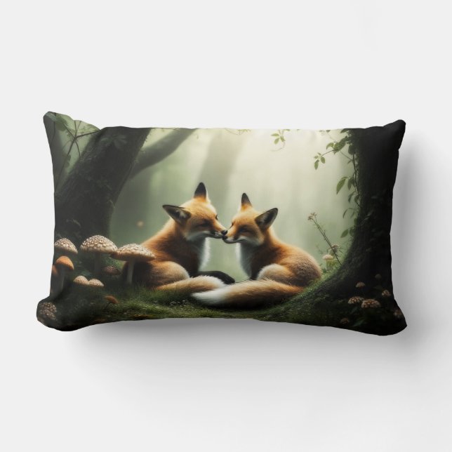 Almofada Lombar Fox Cuddle in Misty Forest (Frente)