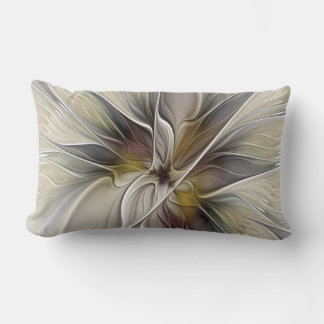 Almofada Lombar Fractal Floral, Flor Fantasia com Cores da Terra