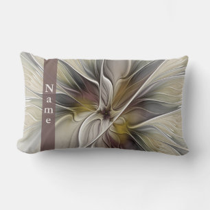 Almofada Lombar Fractal floral, nome das cores de terra da flor da