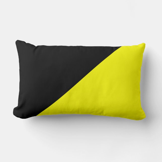 Almofada Lombar Fundo de Cor Sólida Amarelo e Preto (Frente)