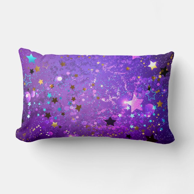 Almofada Lombar Fundo de folhas roxas com estrelas (Frente)