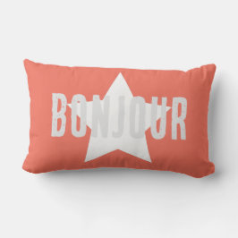 Almofada Lombar Fundo minimalista rosa Bonjour personalizado