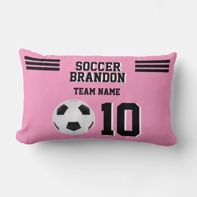 Almofada Lombar Futebol de travesseiro decorativo rosa personaliza (Frente)