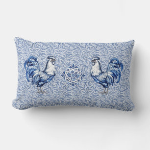 Almofada Lombar Galinha De rico Azul E Galo Branco