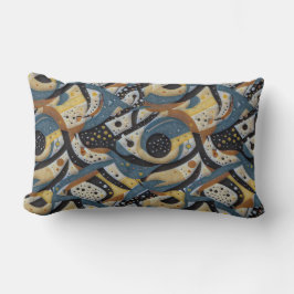 Almofada Lombar Garbos abstratos, pontos e zigue-zagues em padrão