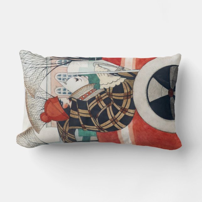 Almofada Lombar Garota e Cachorro num Automóvel Vermelho (Frente)