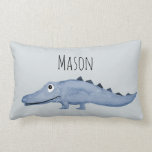 Almofada Lombar Garotos Blue Watercolor Crocodilo Safari Baby Nurs<br><div class="desc">O design azul deste adorável e giro rapaz apresenta um elefante aquarela, com espaço para você adicionar o nome do seu filho e um padrão crocodilo/jacaré no verso. Perfeito para o quarto do seu bebê ou dos seus filhos. Veja o resto da nossa coleção para outros animais azuis fofinhos de...</div>