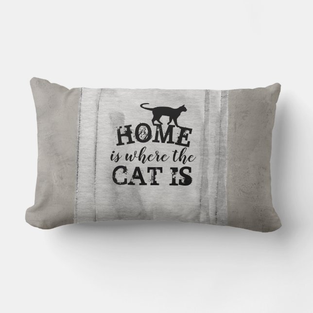 Almofada Lombar gata giro citando cinza angustiado travesseiro (Frente)