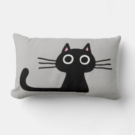 Almofada Lombar Gatinho Preto Cinto | Quirky Cat com Whiskers Long