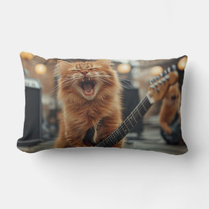 Almofada Lombar Gato Guitarrista de Rock N Roll Ruivo Rockstar