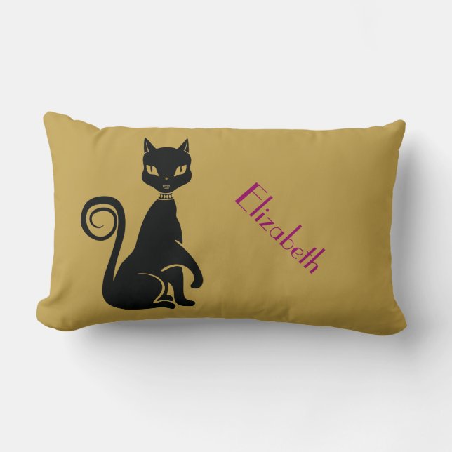Almofada Lombar Gato Negro Elegante (Frente)