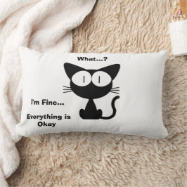 Almofada Lombar Gato Preto, Gato Fofo, Padrão de Gato, Moderno