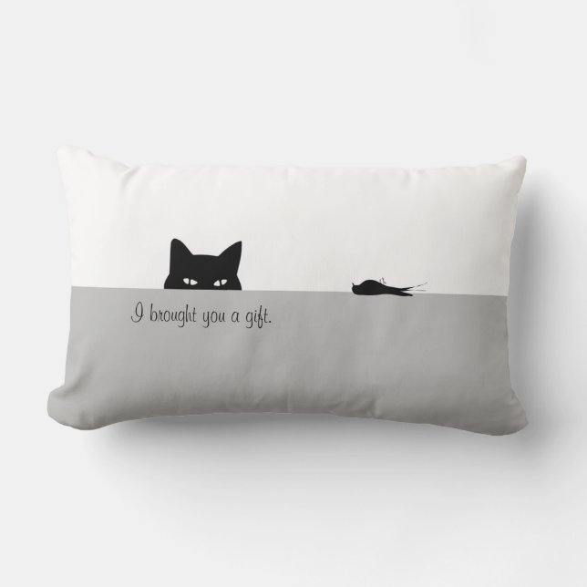 Almofada Lombar Gato Sorrateiro Eu trouxe um presente para você (Frente)