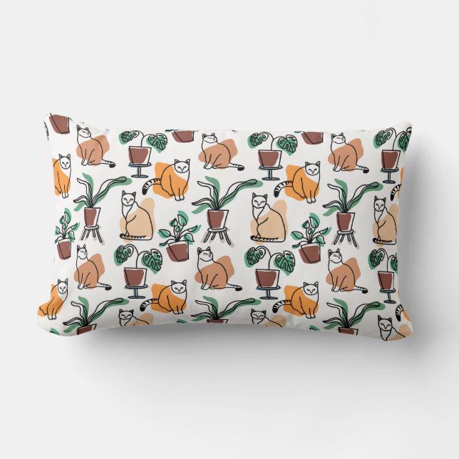 Almofada Lombar Gatos e flores para desenho de linhagens (Frente)