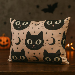 Almofada Lombar Gatos Pretos Fofos & Halloween Celestial