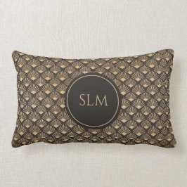 Almofada Lombar Gatsby Art Deco Padrão do Ventilador Monograma Lux
