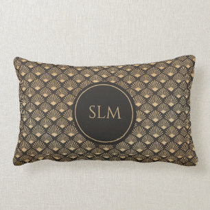 Almofada Lombar Gatsby Art Deco Padrão do Ventilador Monograma Lux