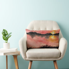 Almofada Lombar Gemalter Sonnenuntergang Aquarell/Tusche -  Badhan